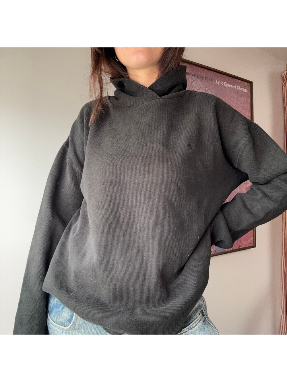 Polo Ralph Lauren Sport Black Cotton Sweatshirt Size L